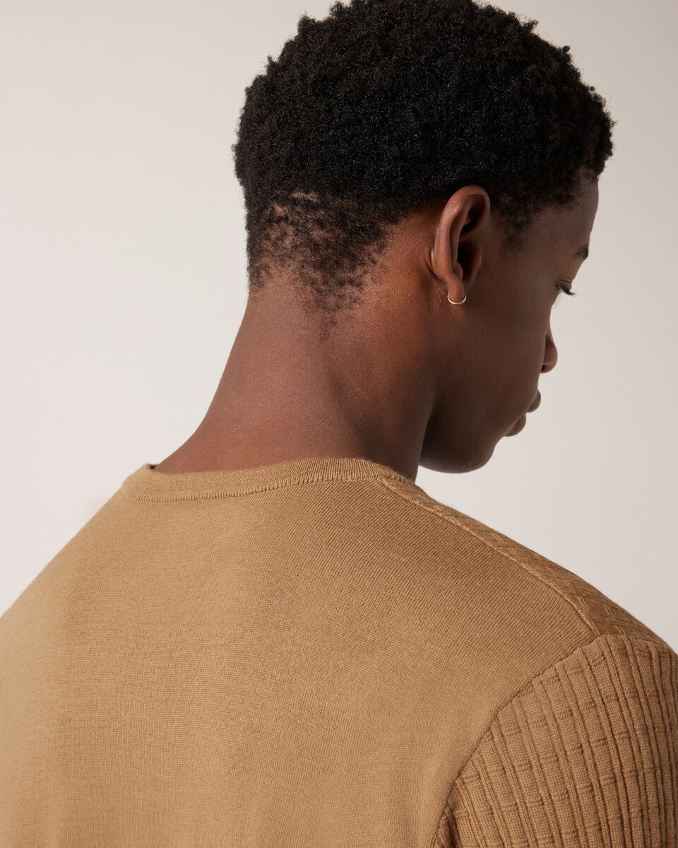 Merino Wool Long Sleeve Crew Knit, Tan, hi-res